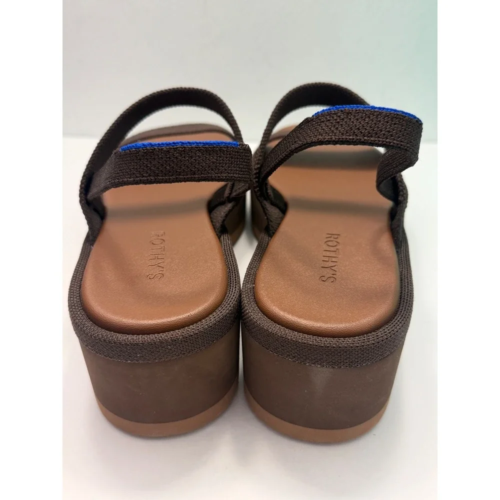 Rothys The Weekend Slide Espresso Brown Platform Sandal W9.5 Minimalist Chic